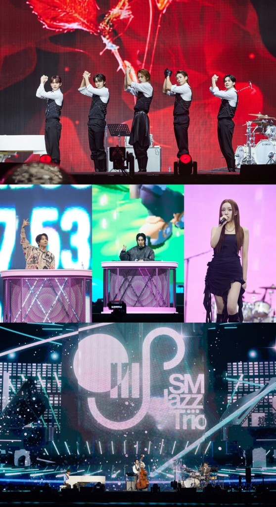 SMTOWN LIVE 2025 คอนเสิร์ตที่กรุงโซล (เริ่มจากบนสุด MYTRO, Raiden, Mar Vista, Min Jiwoon, SM Jazz Trio)