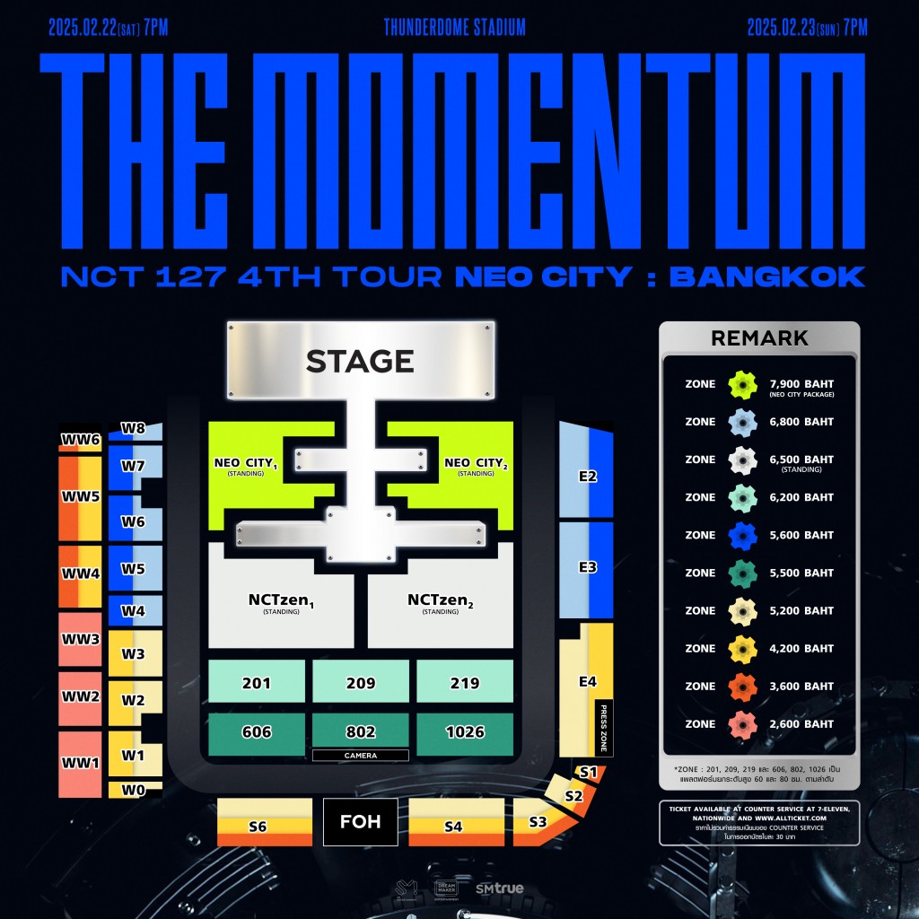 [ผังที่นั่ง] NCT 127 4TH TOUR ‘NEO CITY  BANGKOK – THE MOMENTUM’