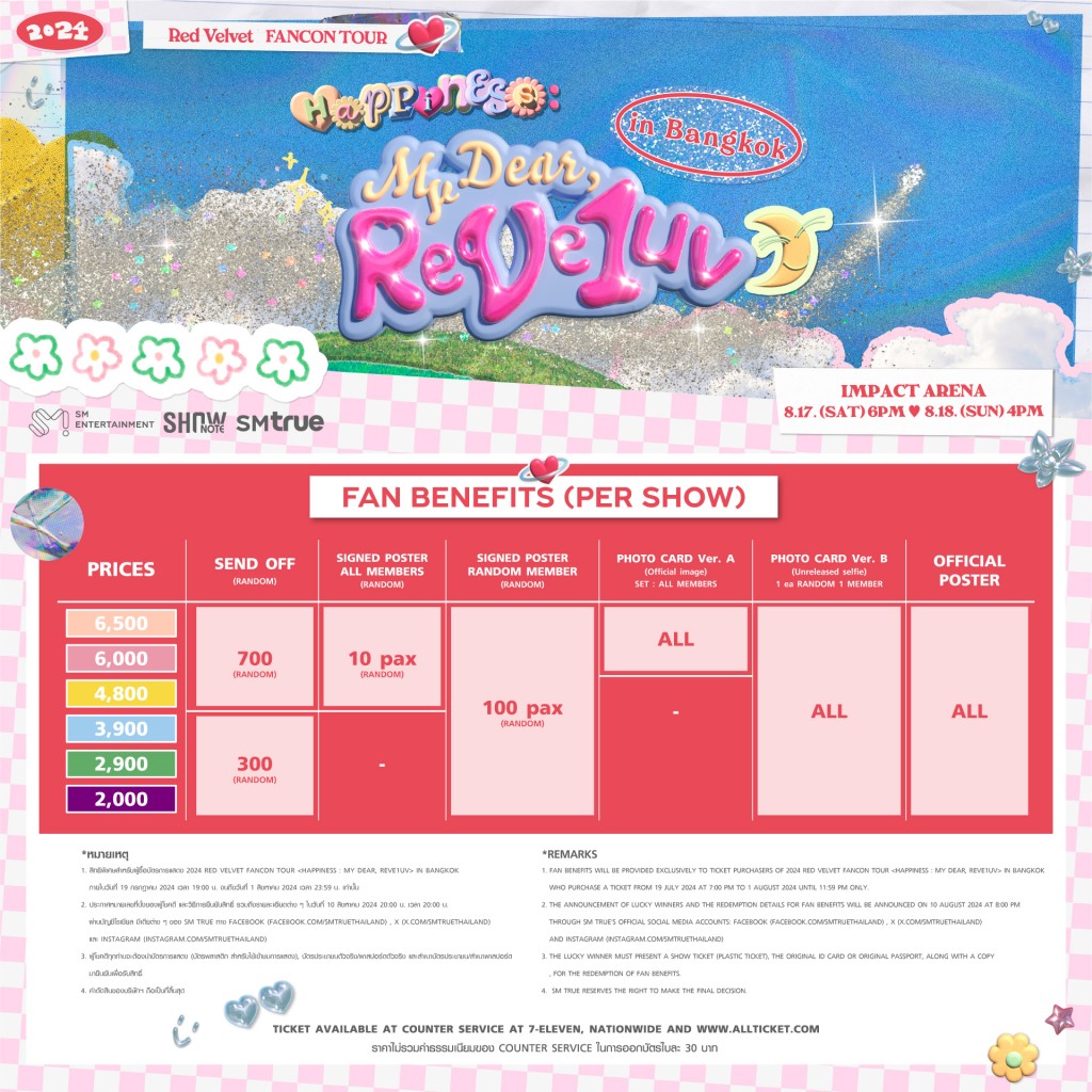 [ภาพสิทธิพิเศษ] 2024 Red Velvet FANCON TOUR HAPPINESS  My Dear, ReVe1uv in BANGKOK