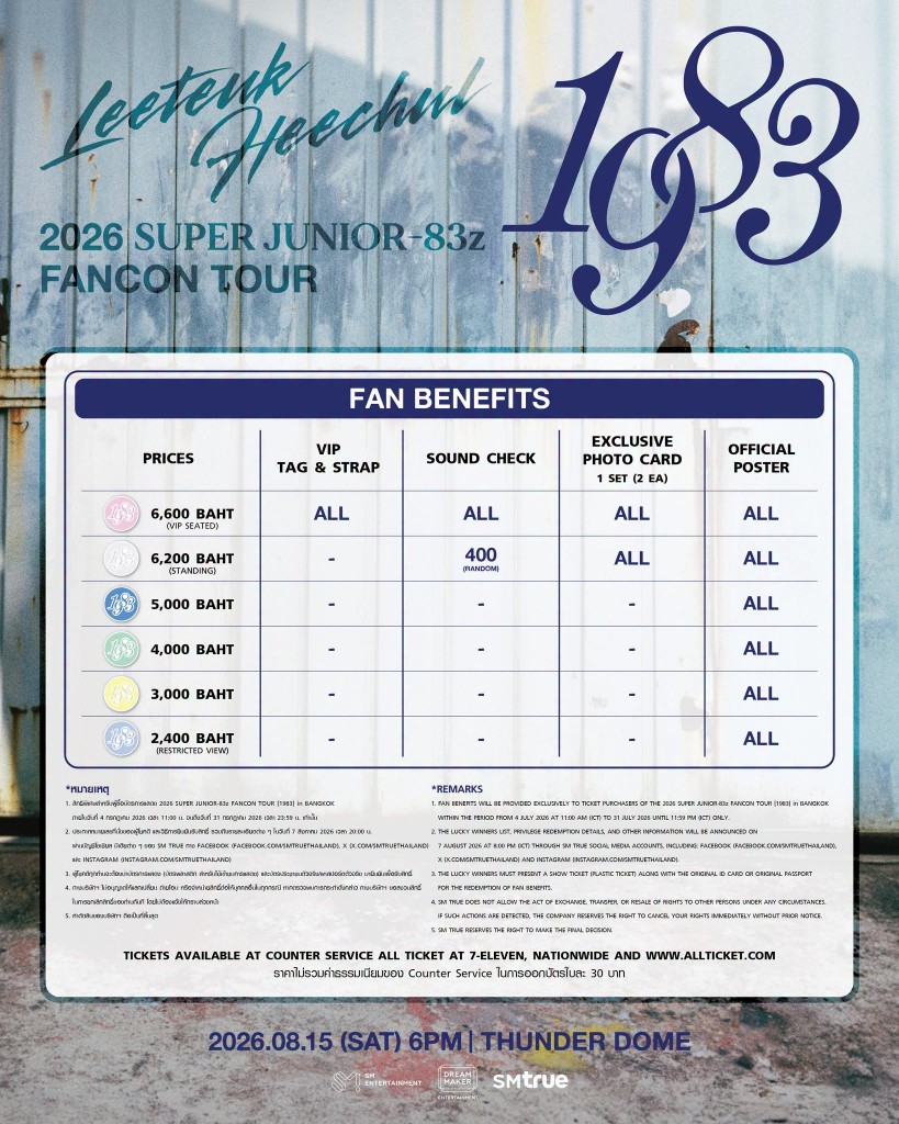 [สิทธิพิเศษ] แฟนคอน 2026 SUPER JUNIOR-83z FANCON TOUR [1983] in BANGKOK
